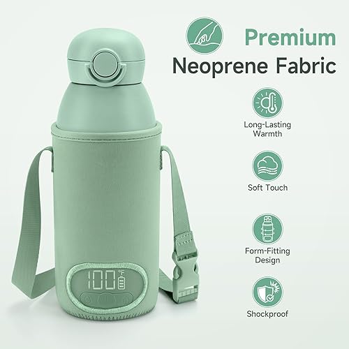 Miniatura 5 de Funda protectora compatible con calentador de botellas portátil para viajes, antideslizante y a prueba de golpes con correa para el hombro para