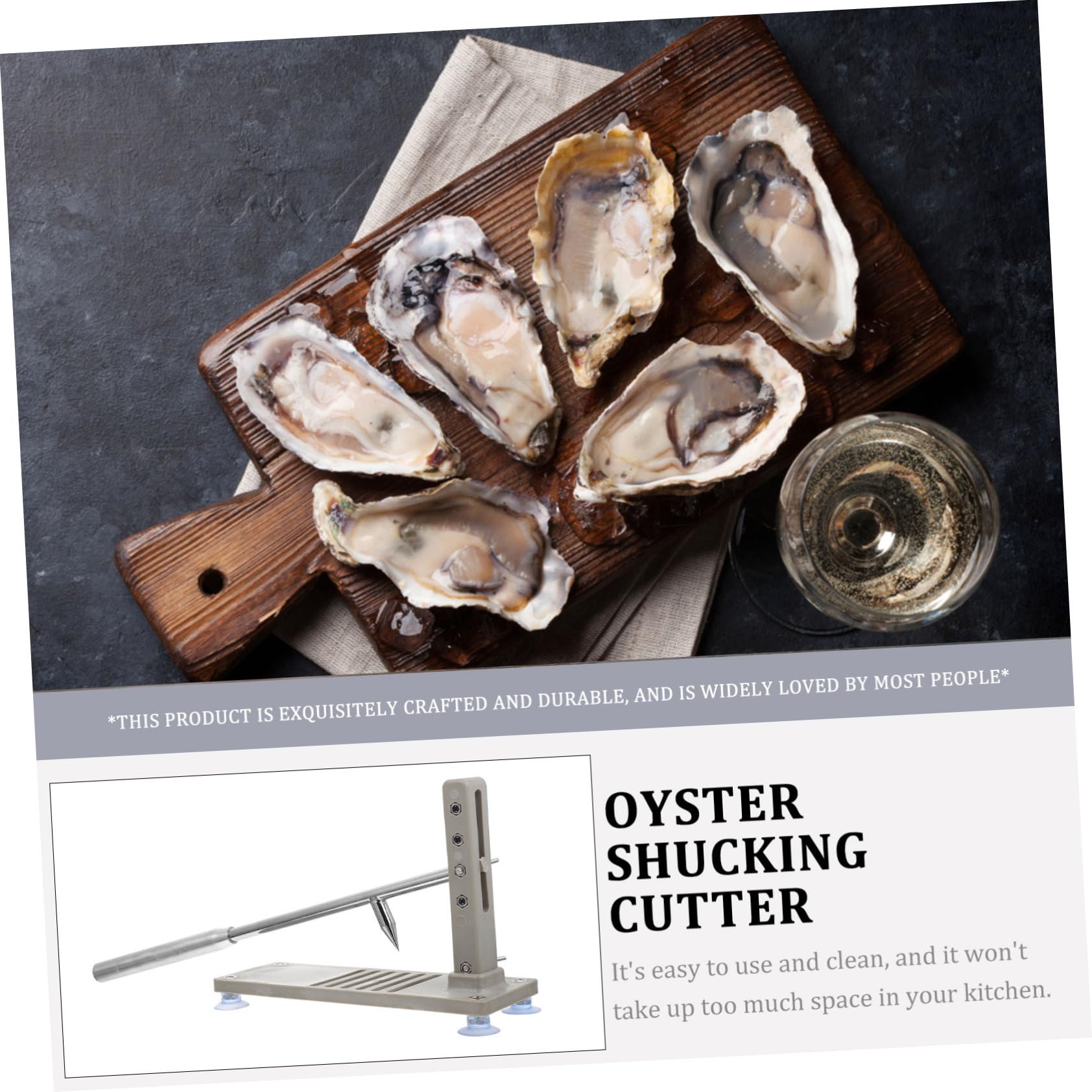 Zerodeko Herramienta Ajustable para Abrir Ostras Cortador De Ostras De Acero Resistente Palanca para Mariscos Usos Múltiples Cocina Hogar Fácil Manejo