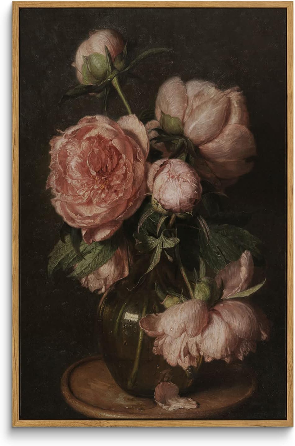 InSimSea Framed Canvas Prints Art Vintage Decor, Room Decor Flower Canvas Prints Framed Large Wall Art Decorations for Bedroom Farmhouse Bathroom, 16"x24"