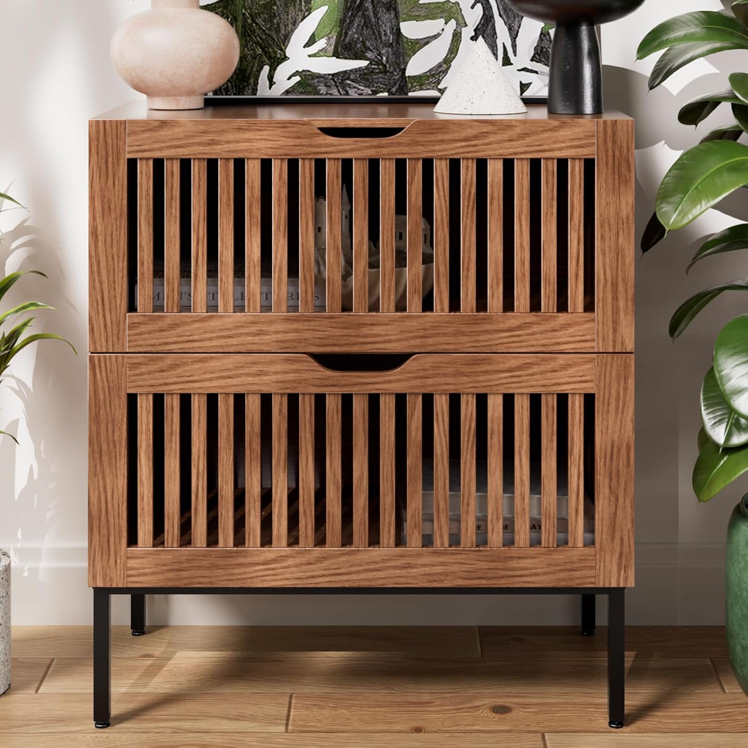 BVIUNTWO Farmhouse Buffet Cabinet placed in a living room setting.