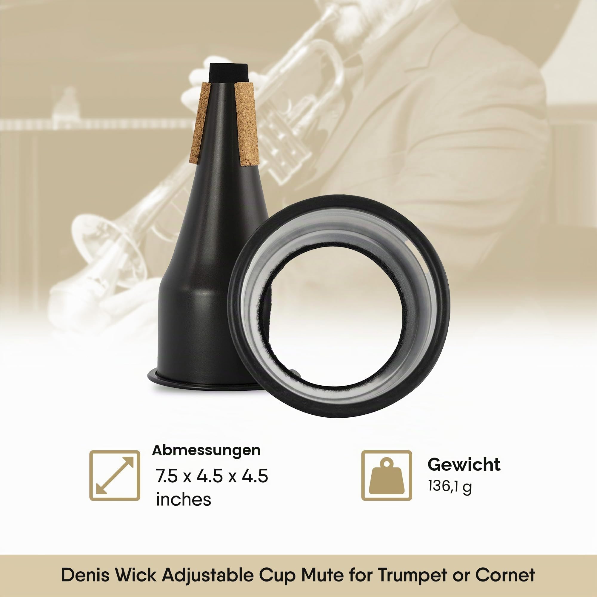 Denis Wick Trompetendämpfer, Straight Blck/Silver