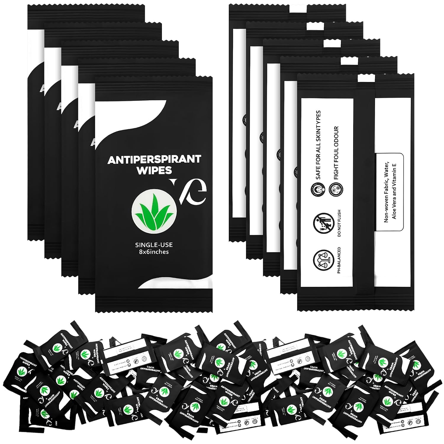 Timgle 300 Pcs Deodorant Wipes Antiperspirant Wipes Bulk, Black