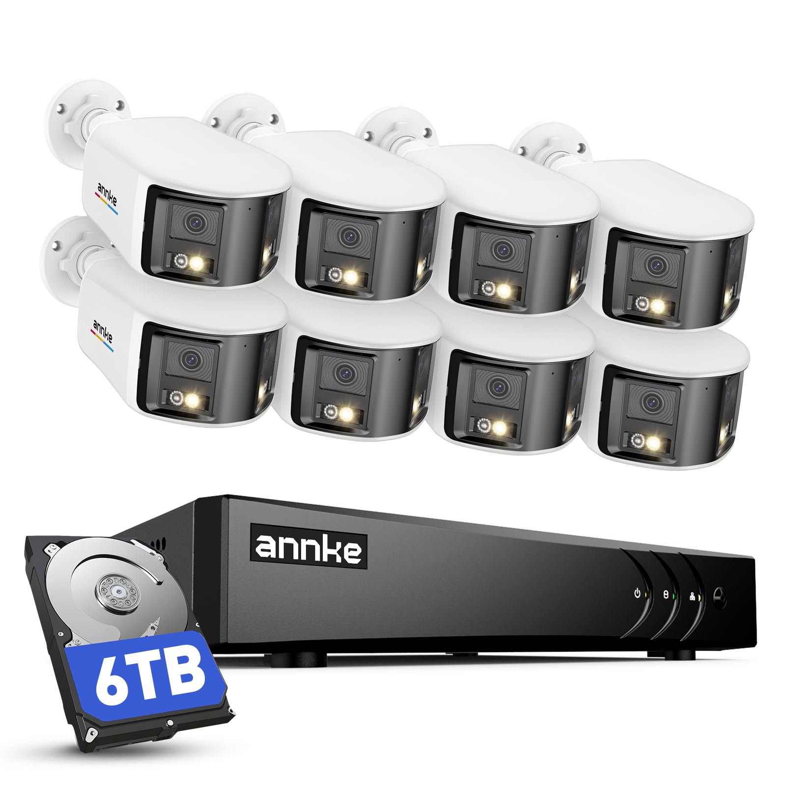 ANNKE 3K przewodowa kamera do monitoringu, zestaw zewnętrzny z audio, 8 kanałów 3K Lite DVR z 8 x analogowymi kamerami bezpieczeństwa Dual Lens, noktowizor, rozpoznawanie ludzi/pojazdu, IP67, dysk
