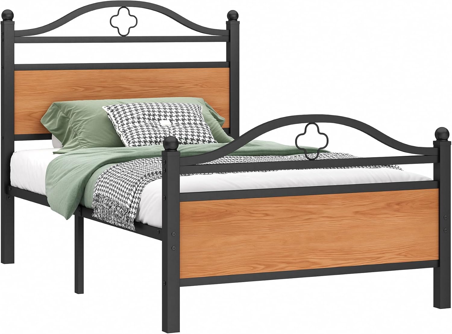 Twin Bed Frame with Headboard,Heavy Duty Steel Slats Support Mattress Foundation-Under Bed Storage, No Box Spring Needed, Noise Free，Black