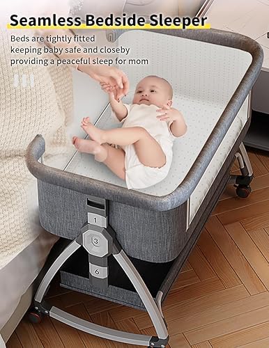 Miniatura 2 de bonbay Moisés de bebé, moisés de noche para bebé, 4 en 1, moisés portátil con ruedas, mosquitero y cesta de almacenamiento, cuna mecedora ajustable