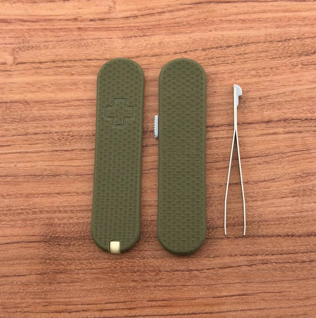 Custom G10 Scales for 58mm Swiss Army Knife | Textured Handle Covers with Slots for Pen, Tweezers & Toothpick | Durable, Premium Upgrade for Swiss Army Knife (Army Green + Accessories)