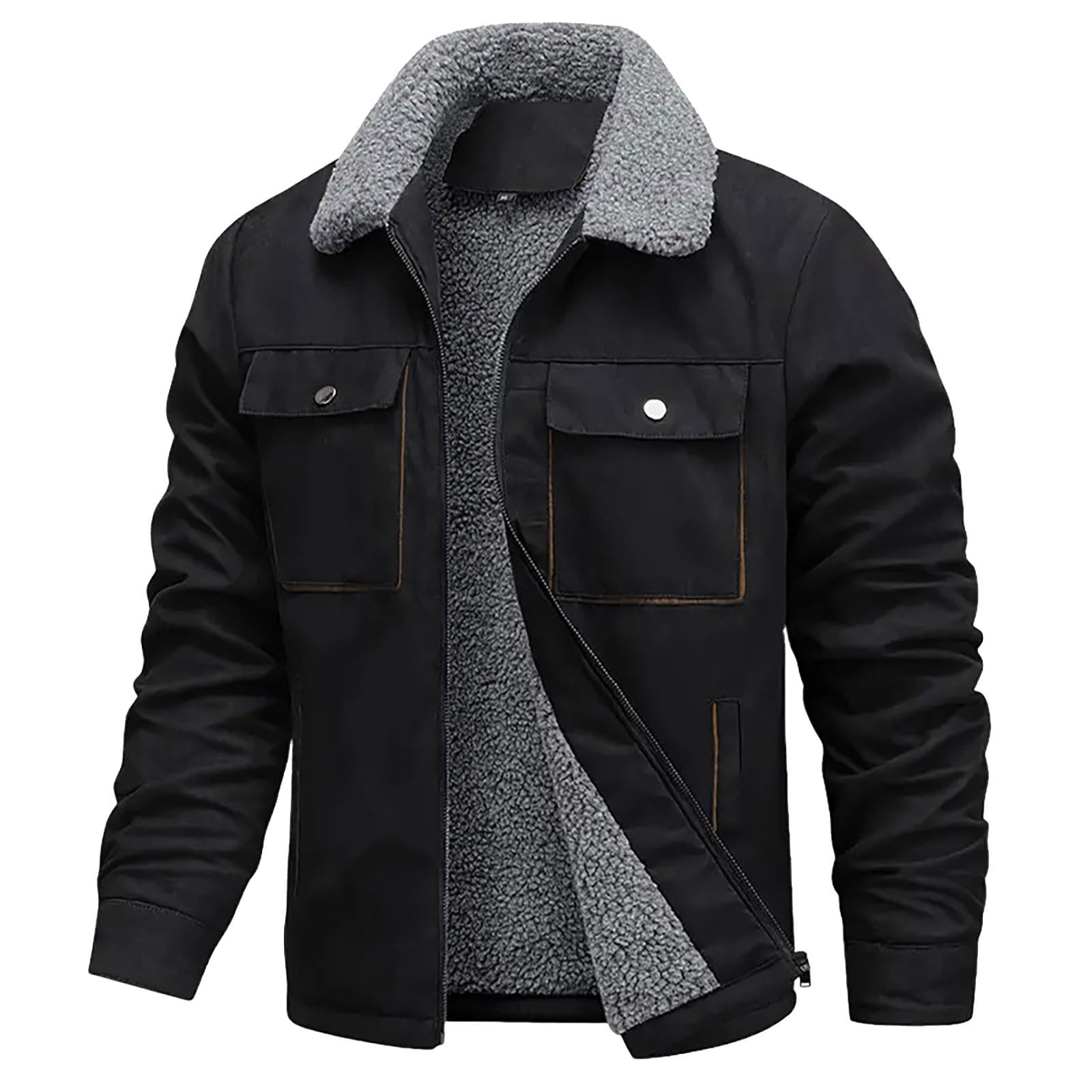Men's Winter Bomber Jacket Thermal Fleece Warm Sherpa Lined Coat
