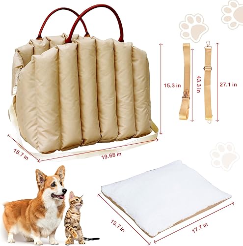 Miniatura 5 de Dog Car Seat 3-in-1 Dog Booster Car Seat Cat Carrier Bag Cat Bed for Small Dogs Cats Pet Car Seat with Pad and Straps for Dogs Cats Up to 20lbs