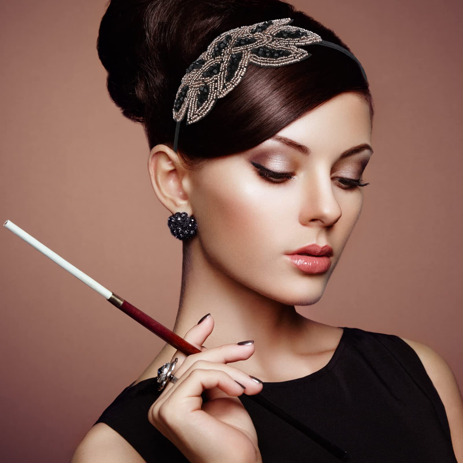 BABEYOND Vintage Style Roaring 20s Crystal Rhinestone Flapper Cap Headpiece Head Jewelry Chains