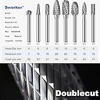 Vista 2 de 8Pcs Carbide Burr Set 1/4 Shank w/Clear Box Max Head Dia 10mm Die Grinder Bits Rotary Tools Attachment Kit Rasp Accessories Metal Wood Stone Steel