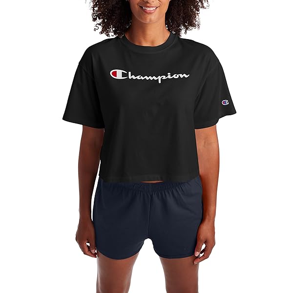 Champion Women's Cropped T-Shirt, Classic Cropped Tee Shirt for Women, Crop Top Tee Shirts