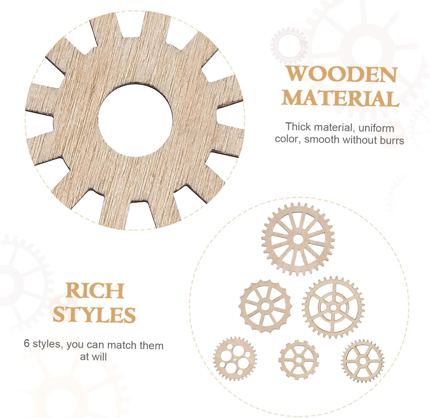 50Pcs Wooden Gear Decorations Mini DIY Wheels Wooden Crafts Slices Tags Industry Party Supply