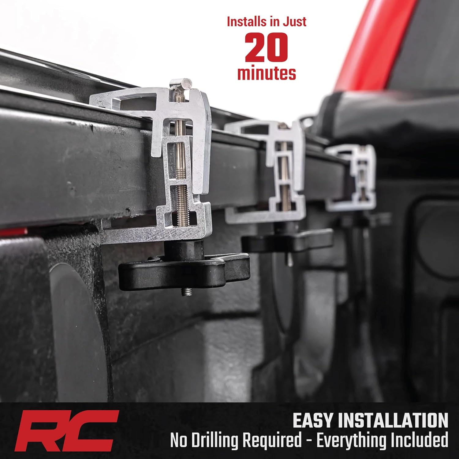 Rough Country Soft Roll-Up Bed Cover for Chevy Silverado & GMC Sierra 1500/2500HD/3500HD (2014–2019 & Classic) - Low-Profile Vinyl Tonneau Cover