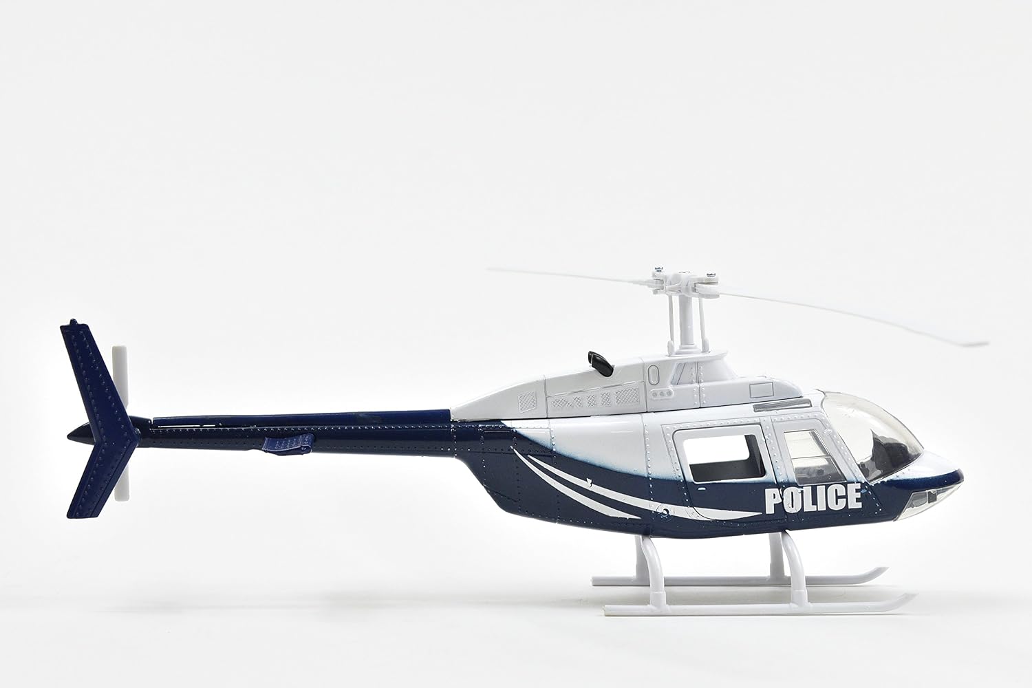 Bell 206 Helicopter Dark Blue and White Police Sky Pilot Series 1/34 Diecast Model by New Ray