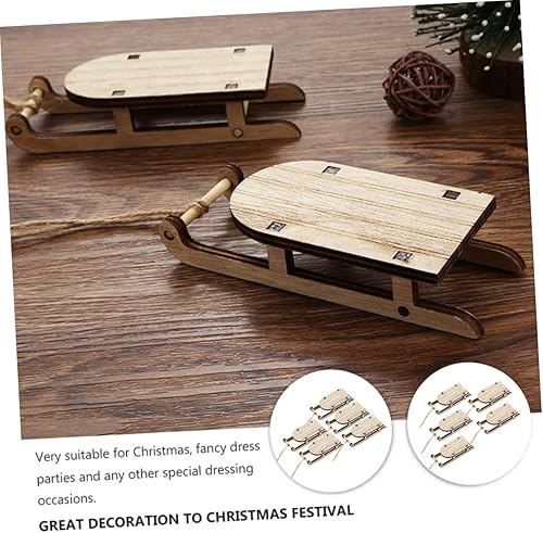 Miniatura 4 de VOSAREA Trineo para mesa de Woodsy Decoración de Belén coleccionable de Navidad, trineo de madera de Navidad, decoración de árbol de Navidad, adorno