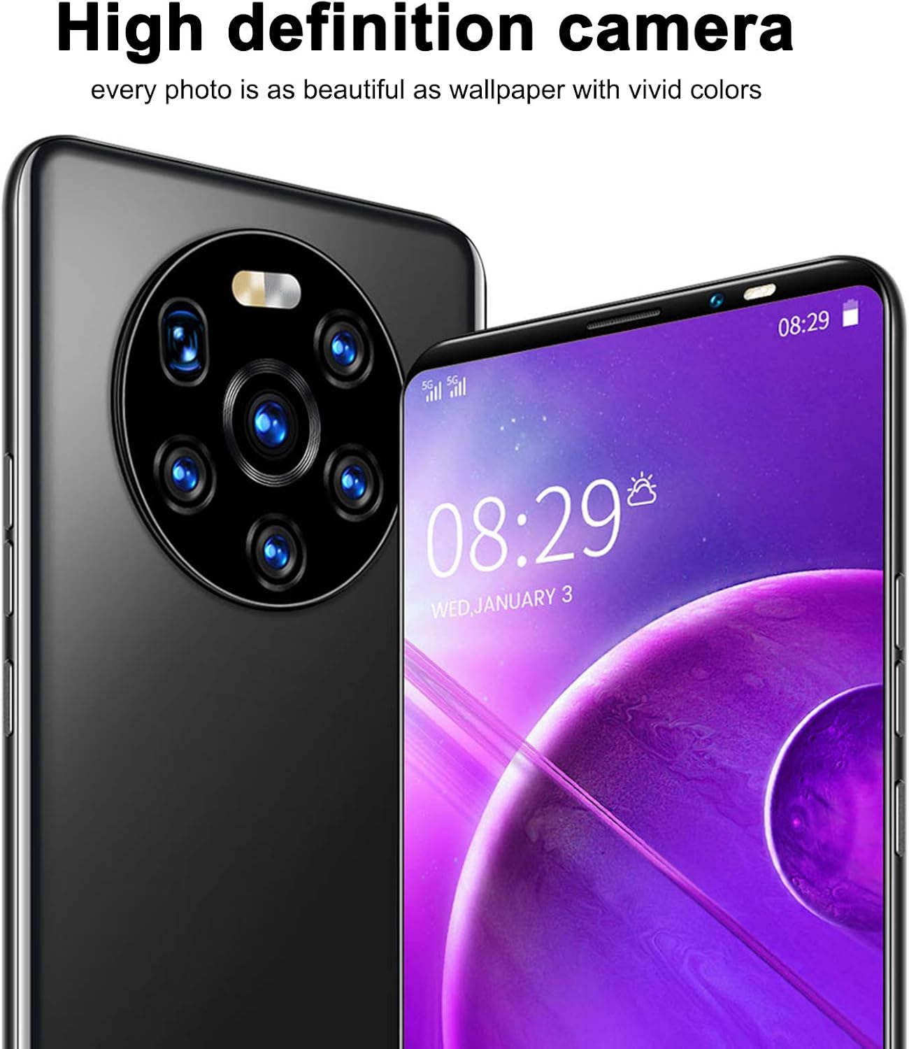 Fockety LANDVO mate40 Pro Unlocked Smartphone, 5.45in 514MB+4GB HD Screen Phone Dual Card Dual Standby Smart Phone 128GB of Expandable Storage Android Cell Phone Smart Mobile Phone(Black)