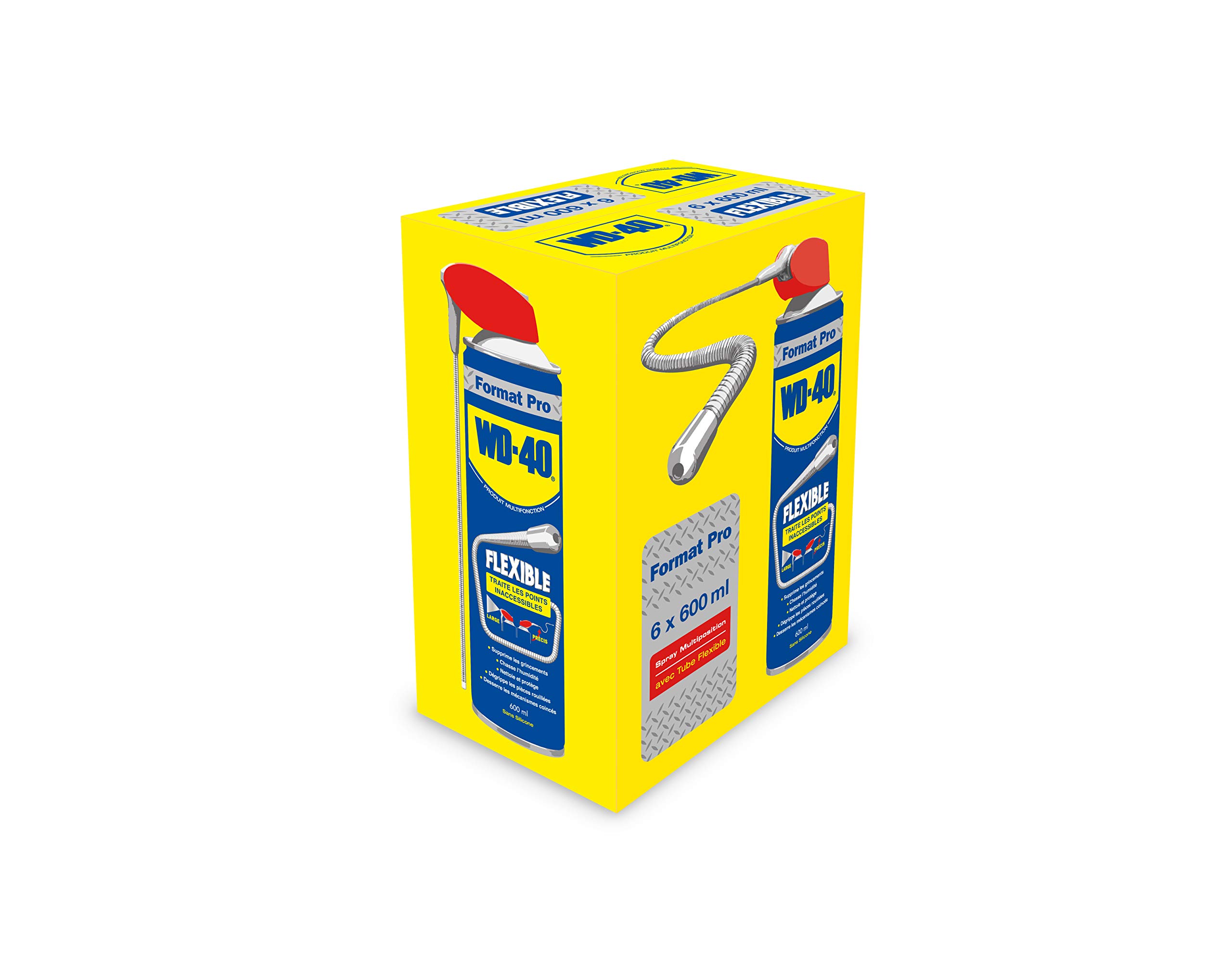 WD-40 Produit Multifonction Flexible 600ml - Carton de 6 | Tube prolongateur flexible de 18cm - Garde sa forme - Idéal pour les zones difficiles d'accès - Plus de perte du tube