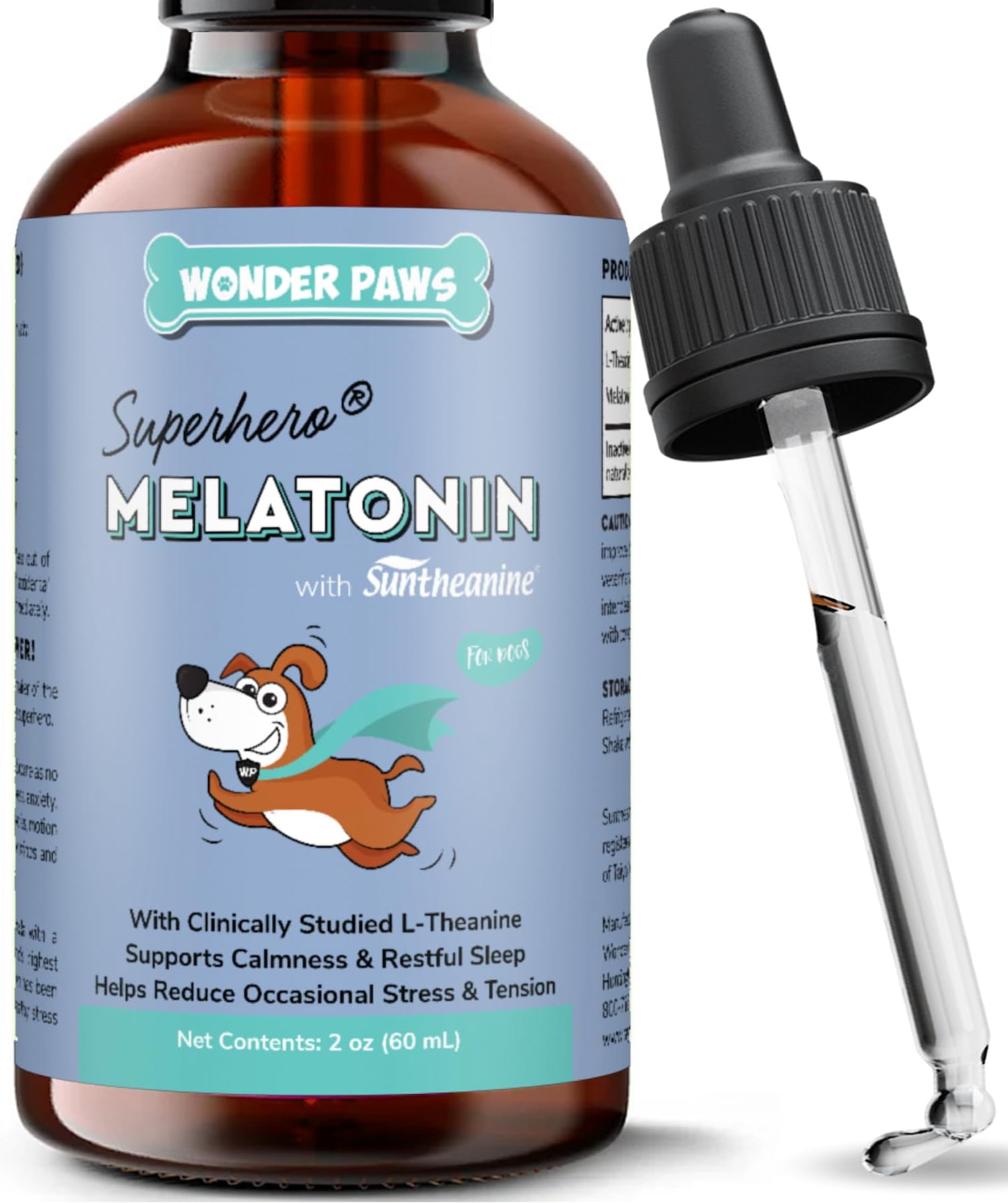 Melatonin For Dogs – Pet With L-Theanine (Suntheanine®) –Occasional Anxiety Relief Dogs, Stress, Calming, Relaxation & Sleep Support Liquid Dog 2Oz (60Ml)