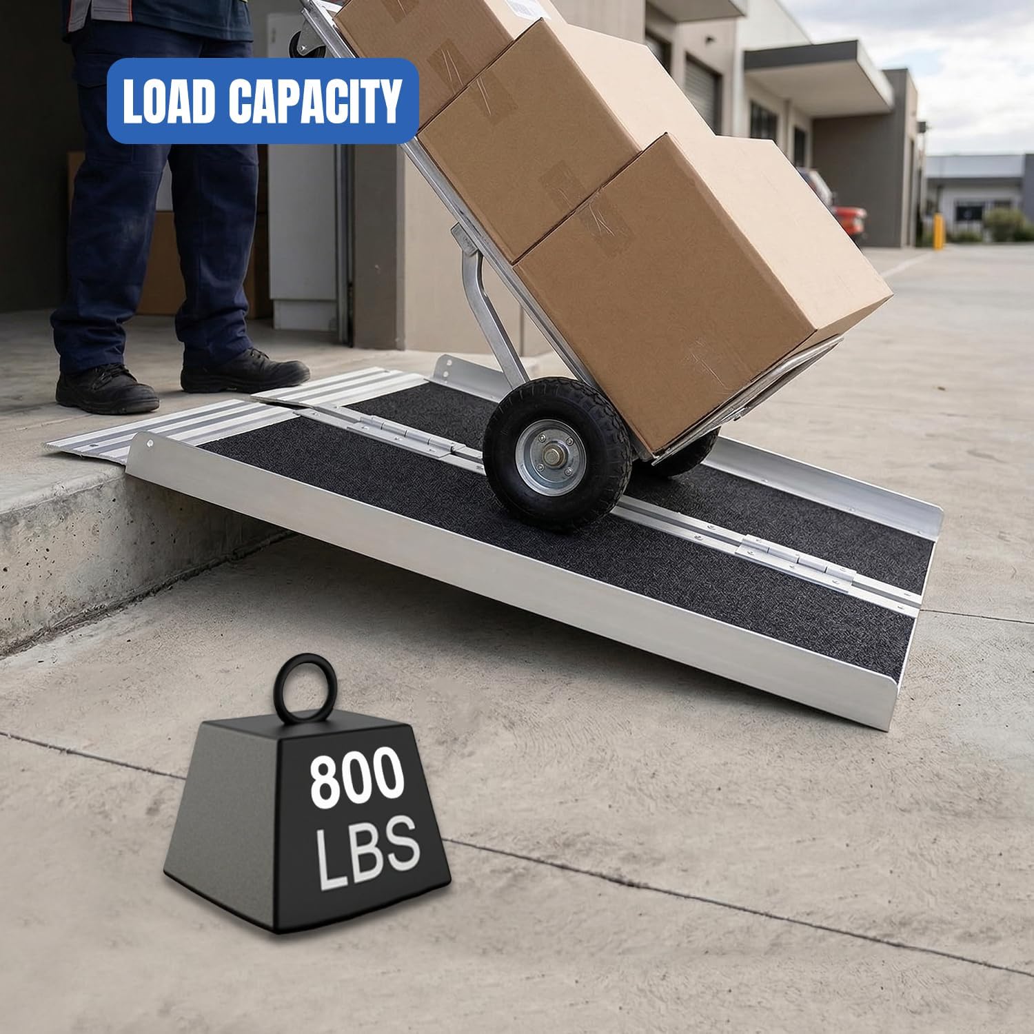 Nilight 2 Feet Portable Wheelchair Ramp with Quick-Lock Non-Skid Aluminum Handicap Ramps with Handle Folding Threshold Ramp for Home Steps, Stairs, Doorways, Scooter, Porch, Cart 800LBS Capacity
