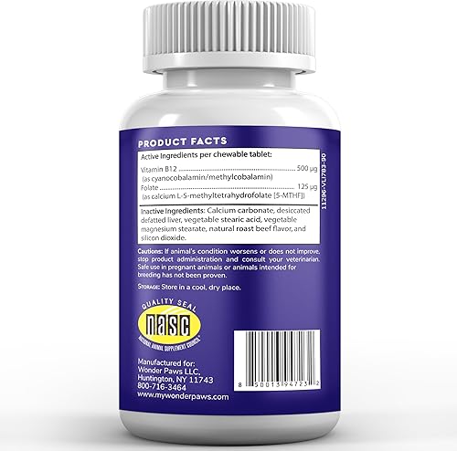 Miniatura 8 de Wonder Paws Suplemento B12 para perros  Vitamina B-12 para todas las edades, tamaños y razas  Vitamina B12 para perros como metilcobalamina
