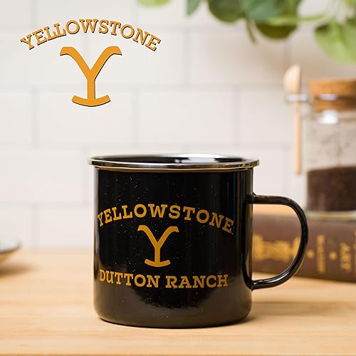 Vista 5 de Silver Buffalo Yellowstone Dutton Ranch - Taza esmaltada para caravana, 21 onzas Rancho Dutton de Yellowstone
