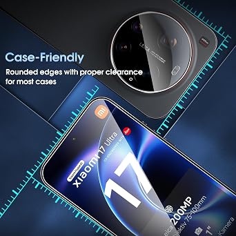 QULLOO Screen Protector for Xiaomi 17 Ultra, [2+2 Pack] Tempered Glass & Camera Lens Protector, HD Anti-Scratch Easy Installation Protective Glass Film