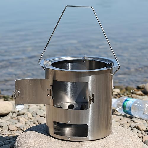 Miniatura 9 de Outdoor Wood Stove  Lightweight Picnic Burner with Handle - Camp Stove with Grill Grate and Gloves  for Outdoor Backpacking Hiking Cooking