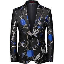 Cloudstyle Mens Embroidery Tux Dress Suit Jacket Formal Print Prom Blazer Dinner Sport Coat