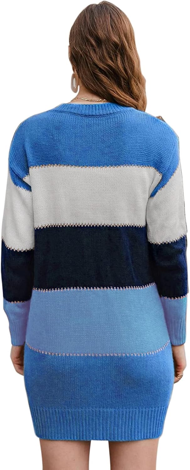 Jayscreate Women's Winter Sweater Dress Casual Long Sleeve Crew Neck Loose Shift Slim Fit Soft Warm Knit Elegant Dress - Image 2