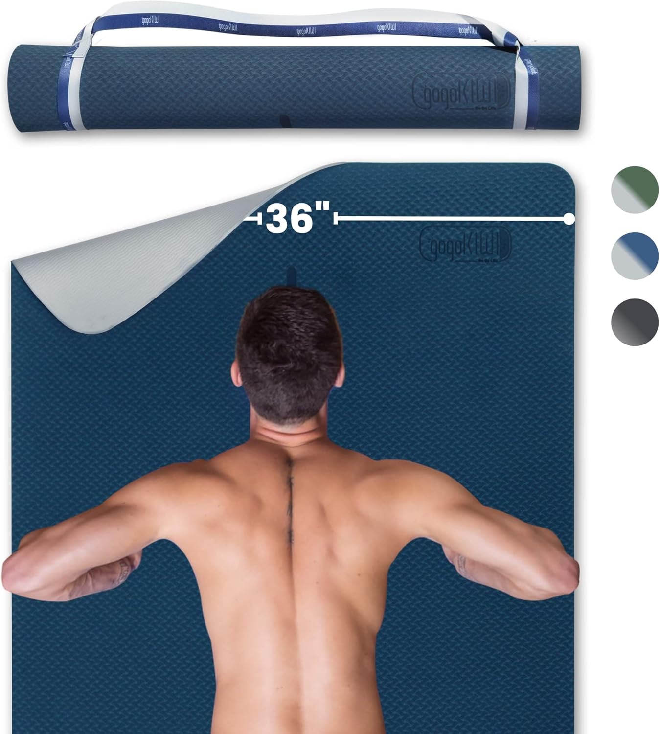 Large Yoga Mat (6'x4') Extra Wide 1/4 Inch Thick Workout Mat for Women Men, Non Slip Exercise Mat for Home Gym, Yoga, Pilates, Stretching & Fitness - Charcoal