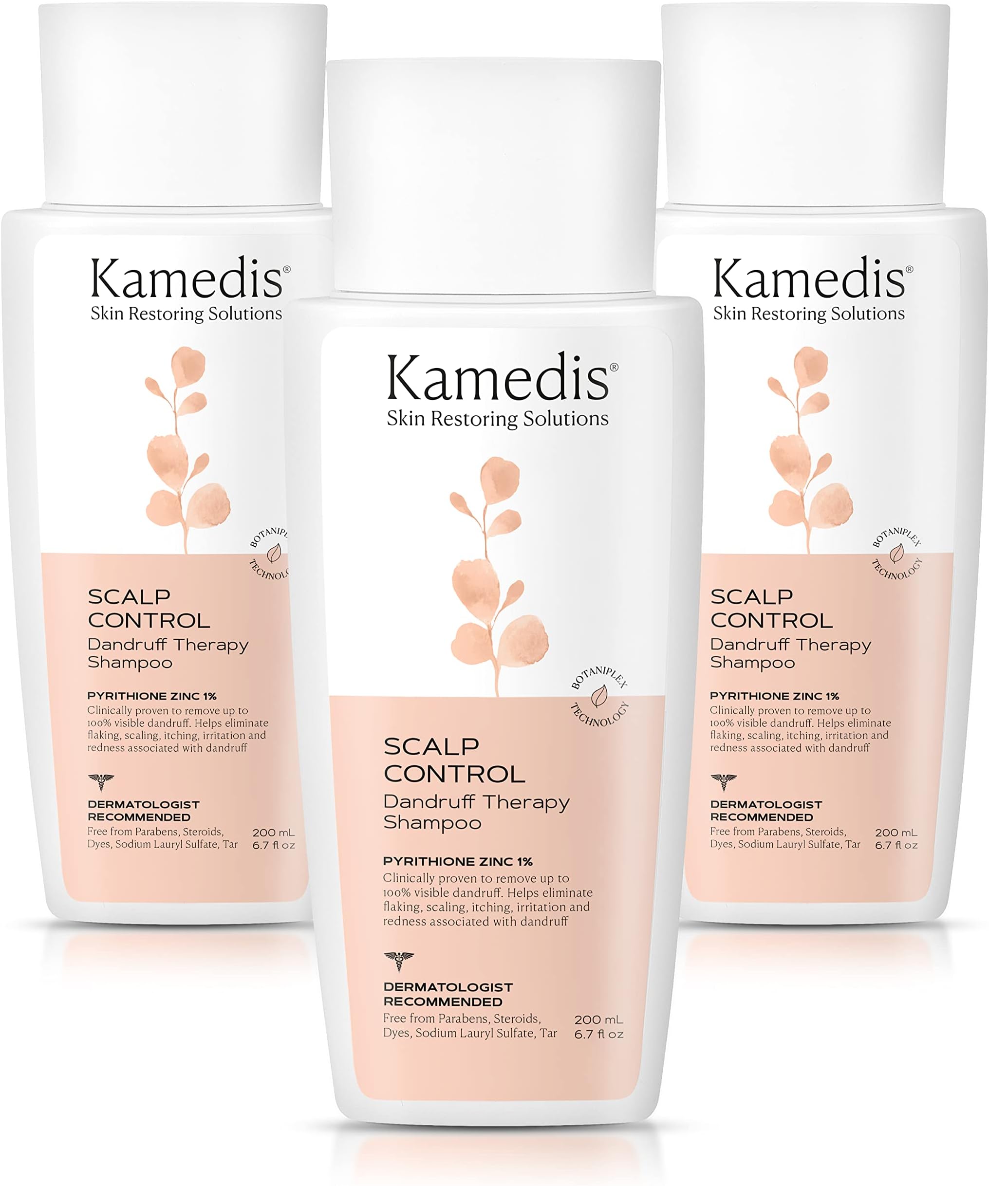 KAMEDIS Anti-Dandruff Therapy Shampoo. For Dry, Itchy, Flaky, Sensitive Scalp and Seborrheic Dermatitis. Contains 1% Zinc Pyrithione and Salicylic Acid. Hair & Head Treatment. 20.1 Fl Oz. (3pk)