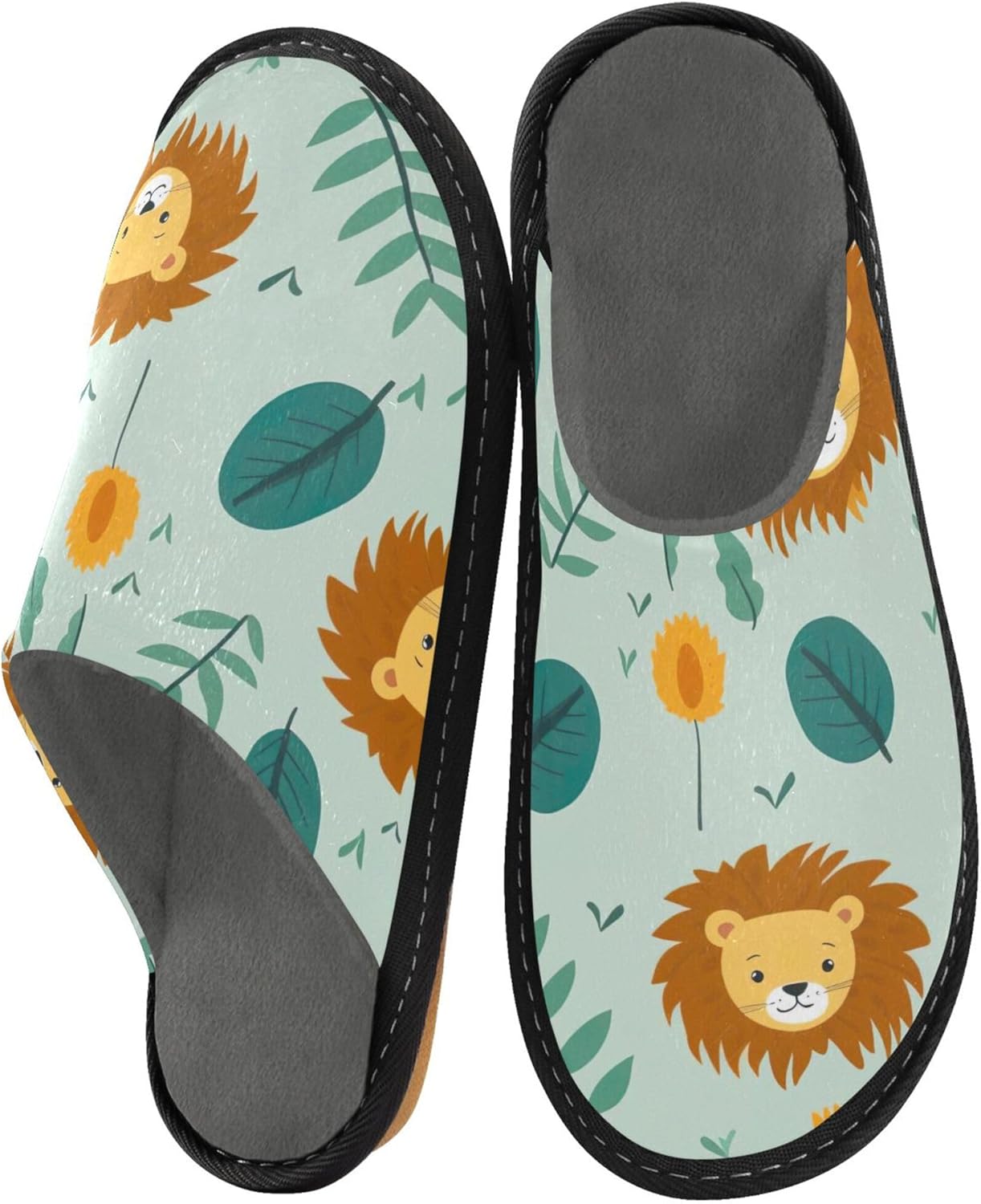 Cute Lion House Slippers – Cozy Fuzzy Slippers for Guests, Washable & Disposable, Perfect for Shoeless Home, Spa & Hotel Use A112235