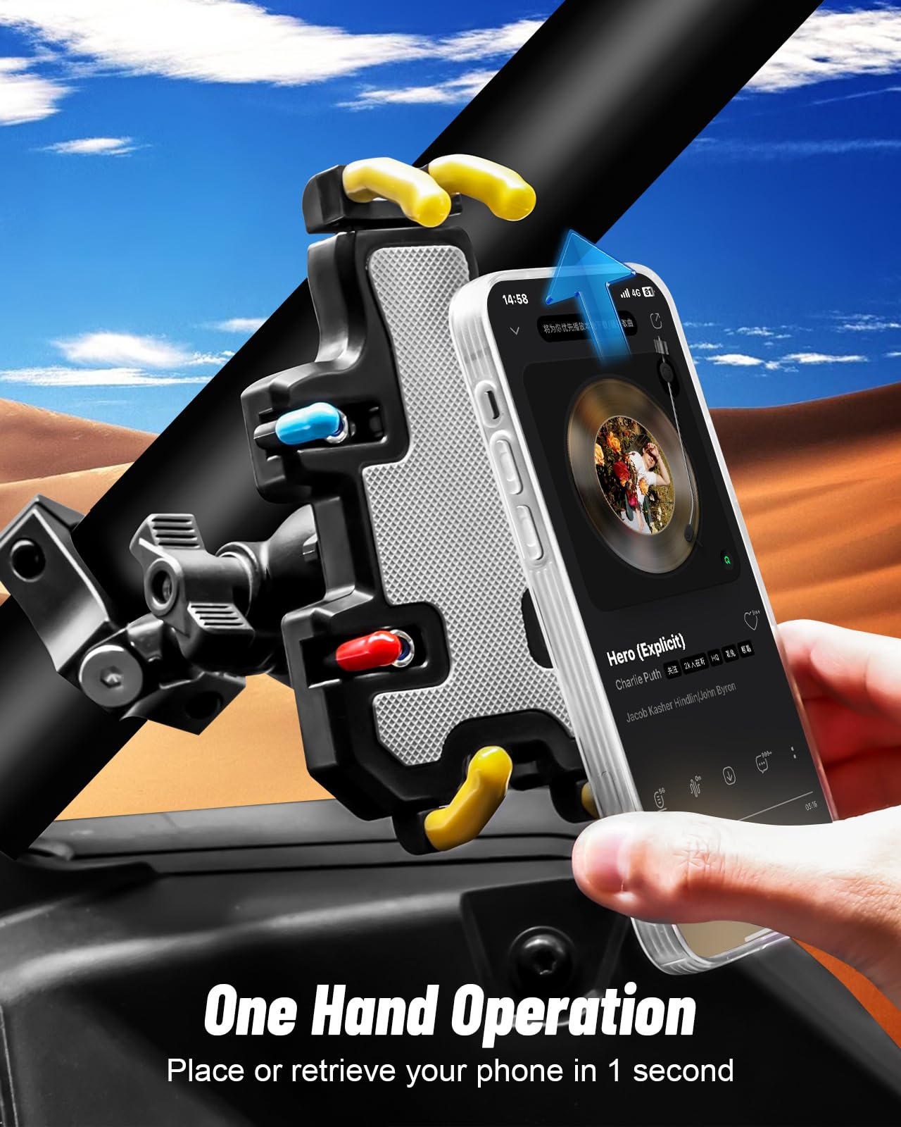 Soporte para teléfono UTV – Soporte de teléfono resistente ajustable de 360°, 8 garras para tubo redondo de 1.75 a 2 pulgadas, compatible con RZR Maverick X3 Ranger Pioneer Talon Teryx