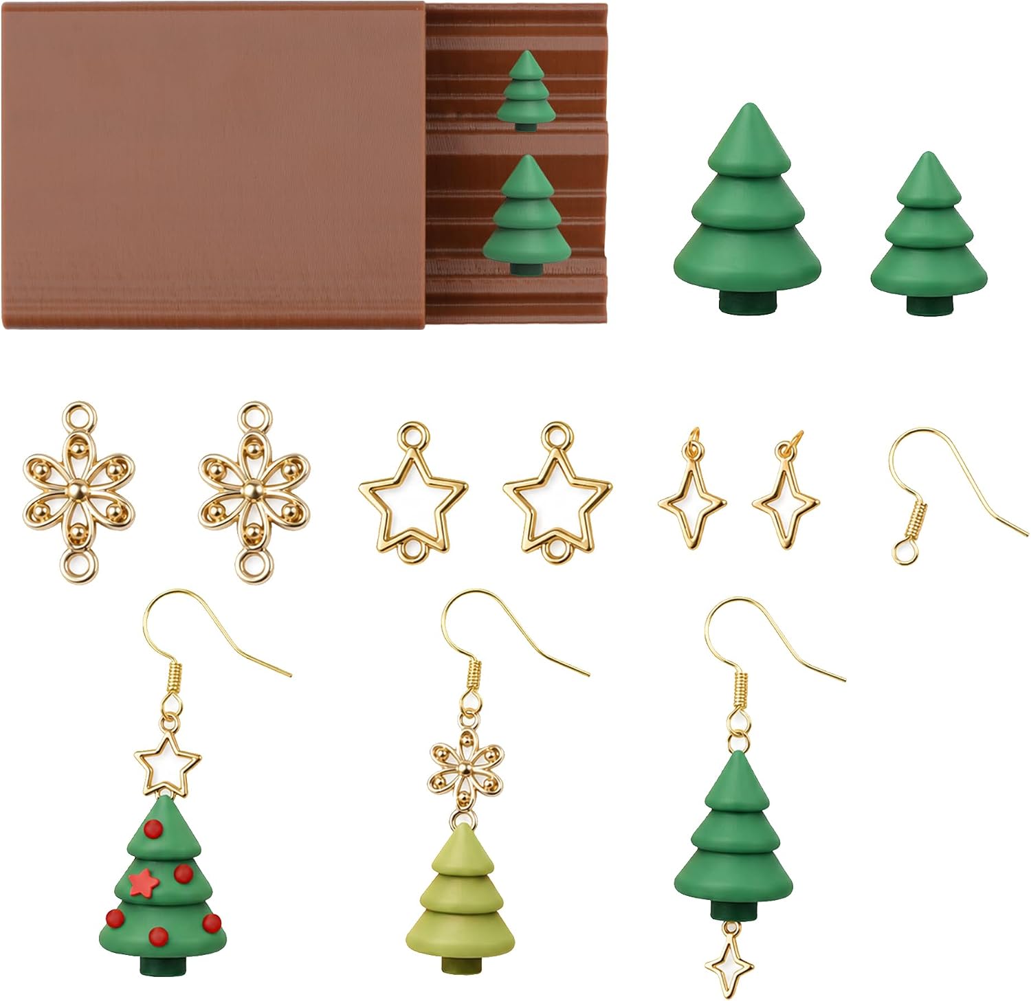 Polymer Clay Bead Roller,Christmas Tree Earring Mold Acrylic Clay Bead Maker Clay Cutter Tool for Jewelry Piercing Making Kit