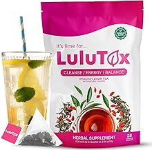 LULUTOX Detox Slimming Tea - Natural Herbal Blend with Dandelion, Ginseng & Ginger - Supports Weight Loss Goals, Digestion, Bloating & Wellbeing during Menopause - Vegan (28 Tea Bags)