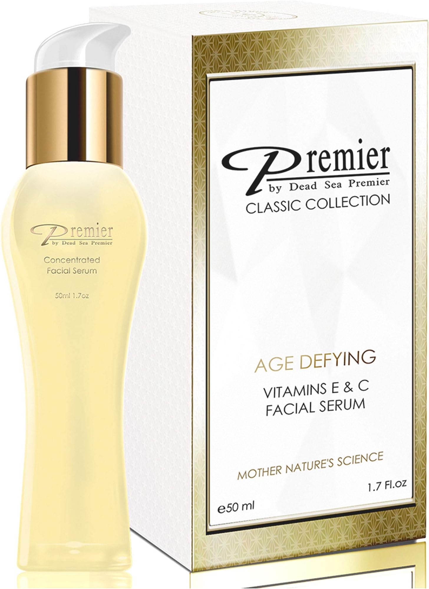 Premier Dead Sea Vitamin C Serum for Face, Brightening Age-Defying Formula for Fine Lines with Retinol, Vitamin E and Dead Sea Minerals, Lifting and Tightening Skin Care (1.7 Fl Oz)
