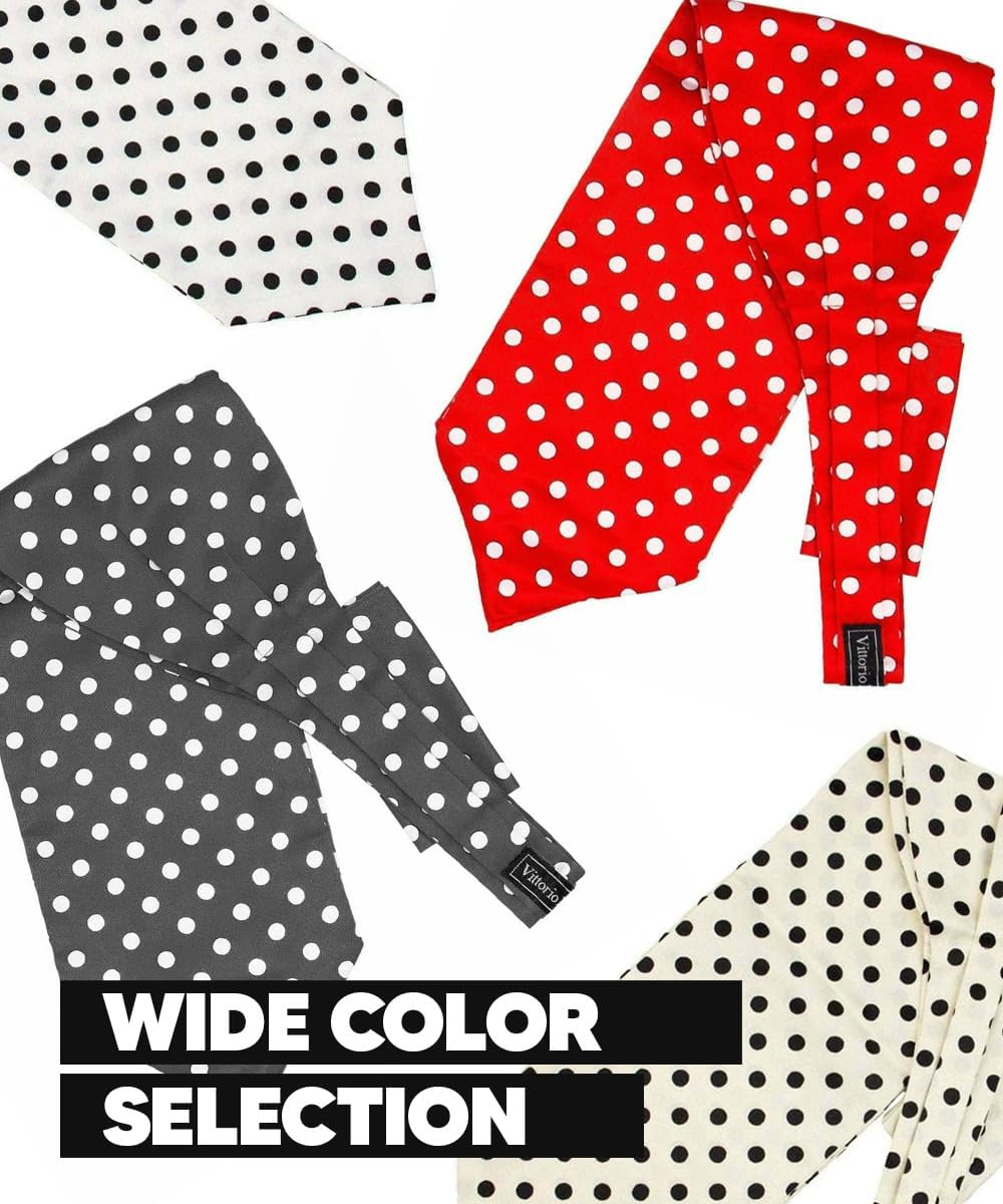 Polka Dot Ascot & Pocket Square Set for Men - Ascot Cravat & Handkerchief Set
