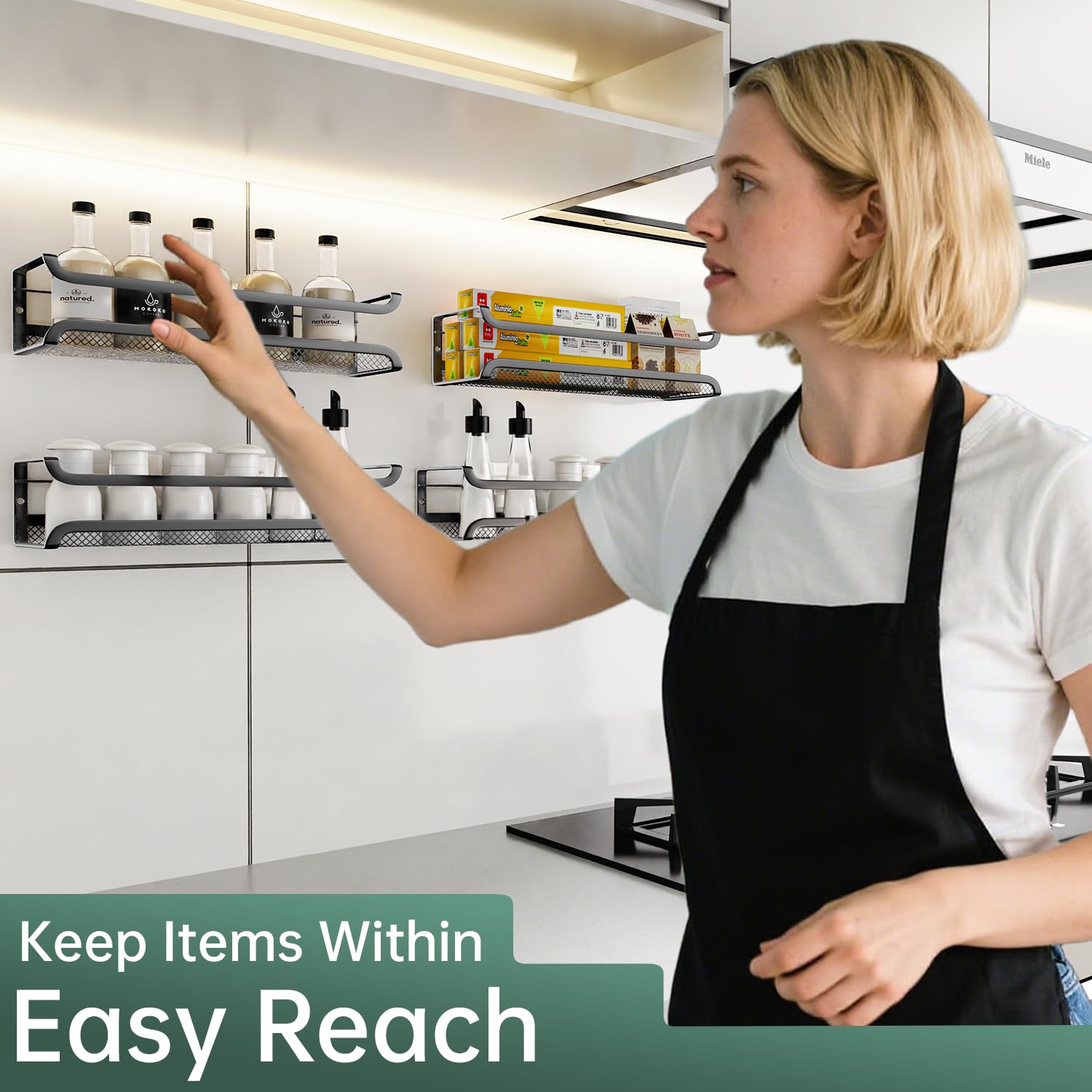 Cupboard Organiser Devesanter Spice Rack Wall 2 Pack 60c With 6 Hooks ...