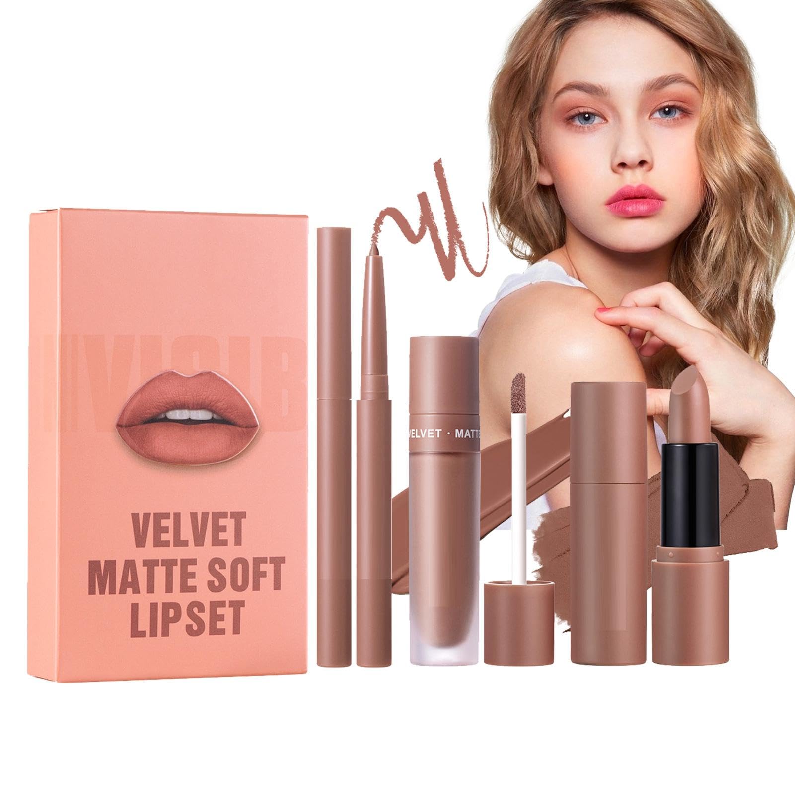 Lip Lipstick, zestaw błyszczyków do ust, długie, trwałe wkładki do ust, zestaw kolorowych wkładek, aksamitny zestaw do ust, naturalny makijaż, 3 x zestaw wkładek do ust, nawilżający błyszczyk, kremowy