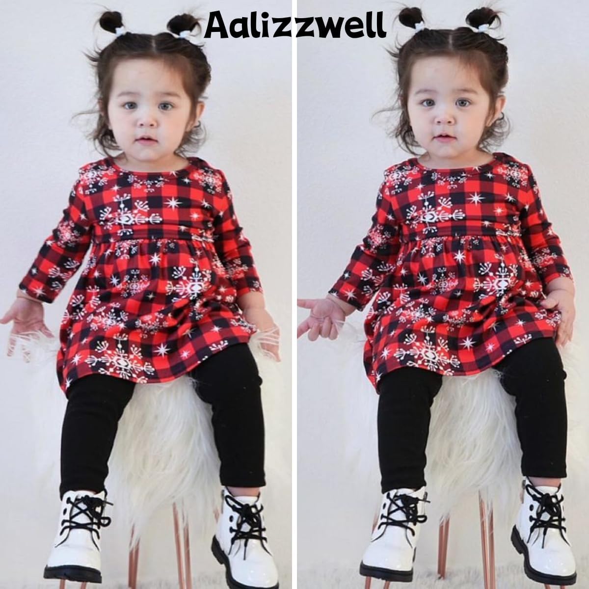 Aalizzwell Toddler Girls Floral Tunic Outfit for Fall Winter - Image 3