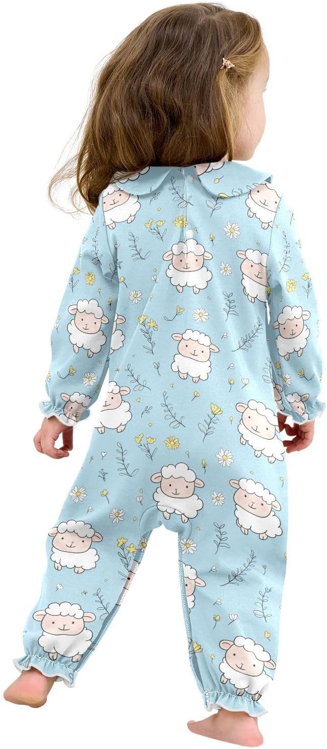 vvfelixl Baby Sleepers Cute Adorable Sheep Long Sleeve Onesie Girl Baby Clothes for Girl Play One-piece for 0-3 months