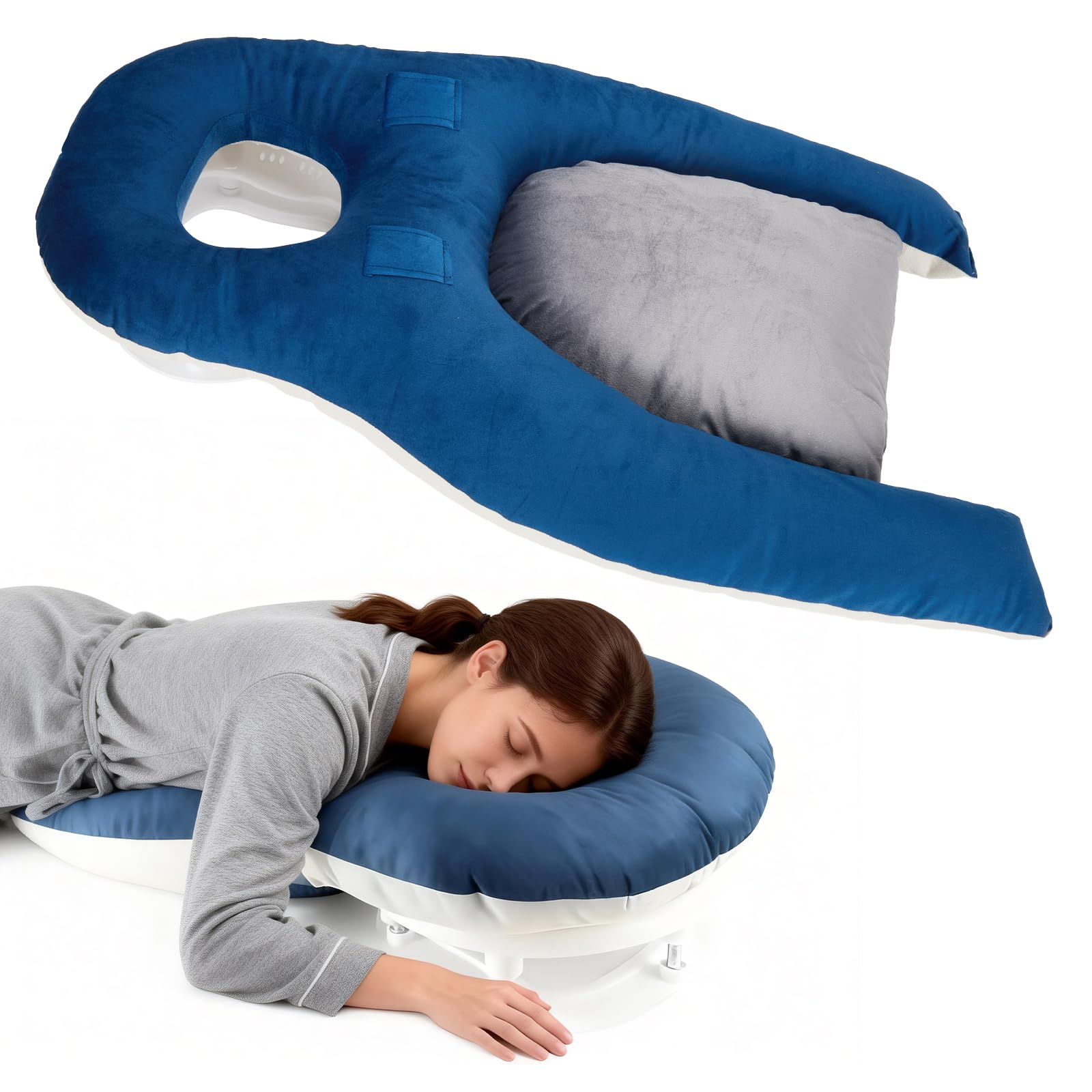 Almohada para Dormir Boca Abajo, Almohada Altura Ajustable para Recuperación Ocular Almohada Facial Ergonómica con Espuma Viscoelástica Almohada Contorneada para Posicionamiento Boca Abajo