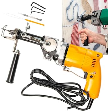 Cut Pile Rug Gun Electric Carpet Weaving Gun Flocking Machine with Needle Threader for Rug Making, Beginners,Speed Adjustment and 360Handle,GreenSet Yellowset