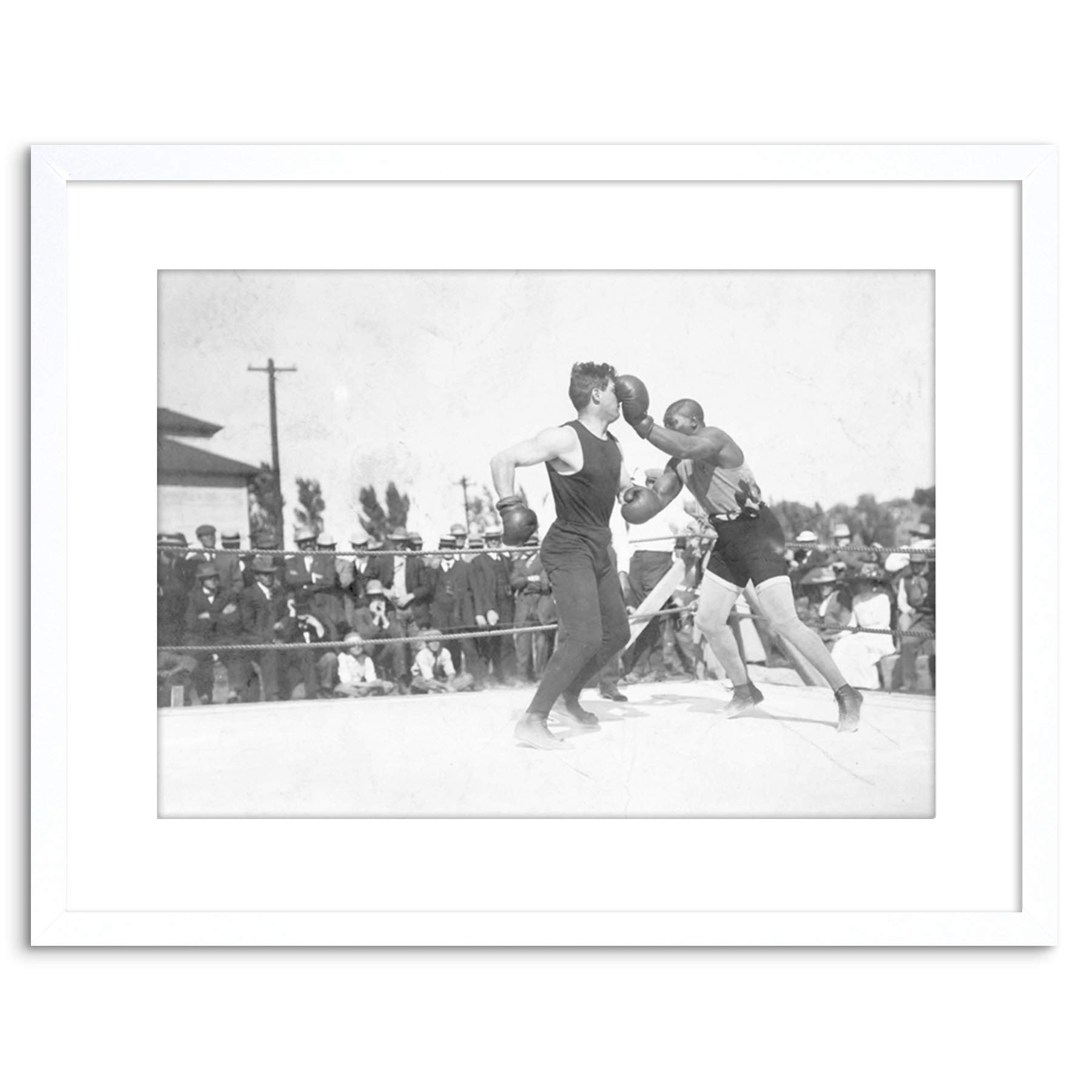 Wee Blue Coo 9x7 '' VINTAGE PHOTO JACK JOHNSON BOXER KAUFMANN PUNCH FRAMED ART PRINT F97X1726