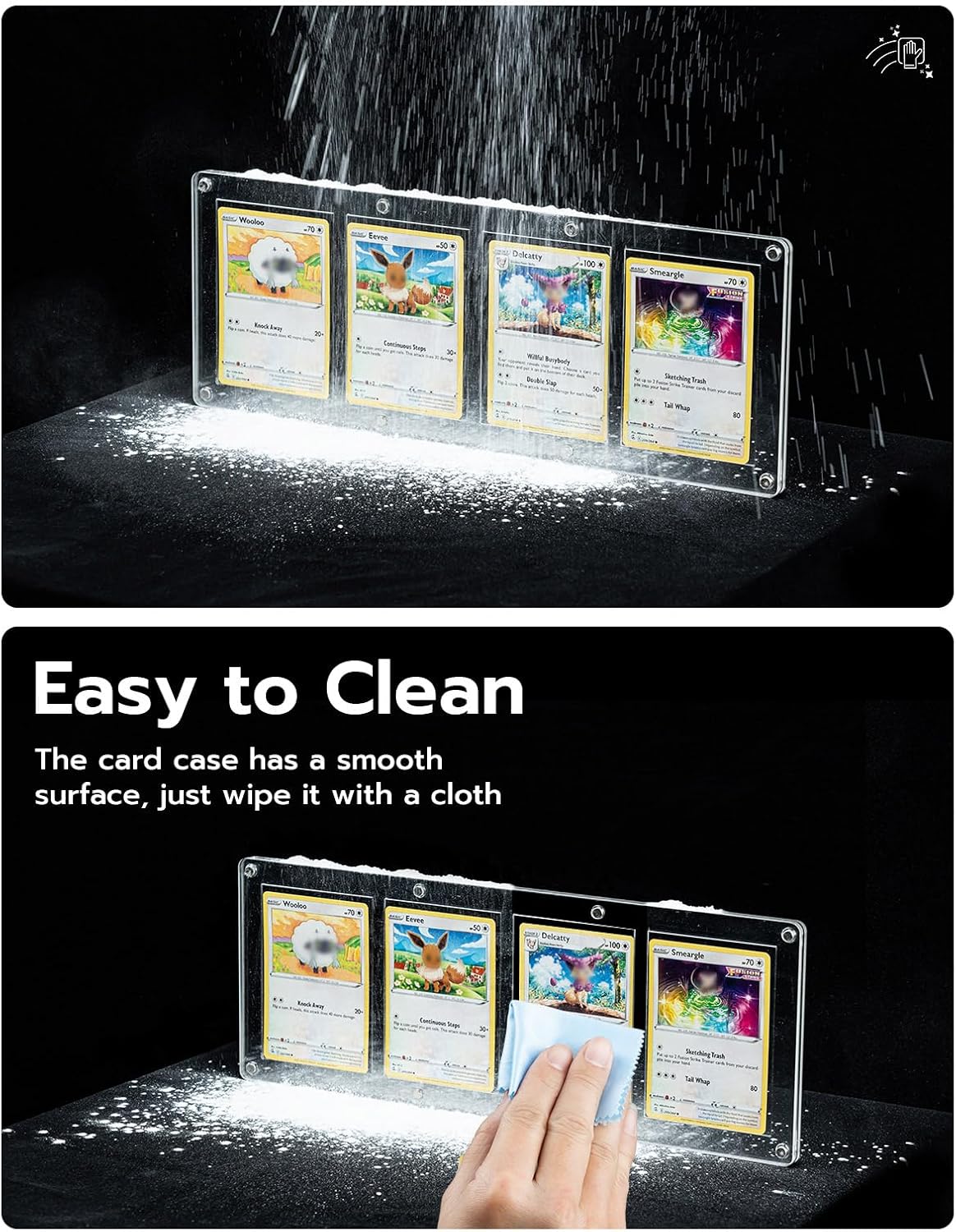 Wigearss 4 Slots 35-75PT Universal Magnetic Acrylic Game Card Case, Baseball Card Holder, Hard Acrylic Card Cases, Card Protector, Fit for Standard Card