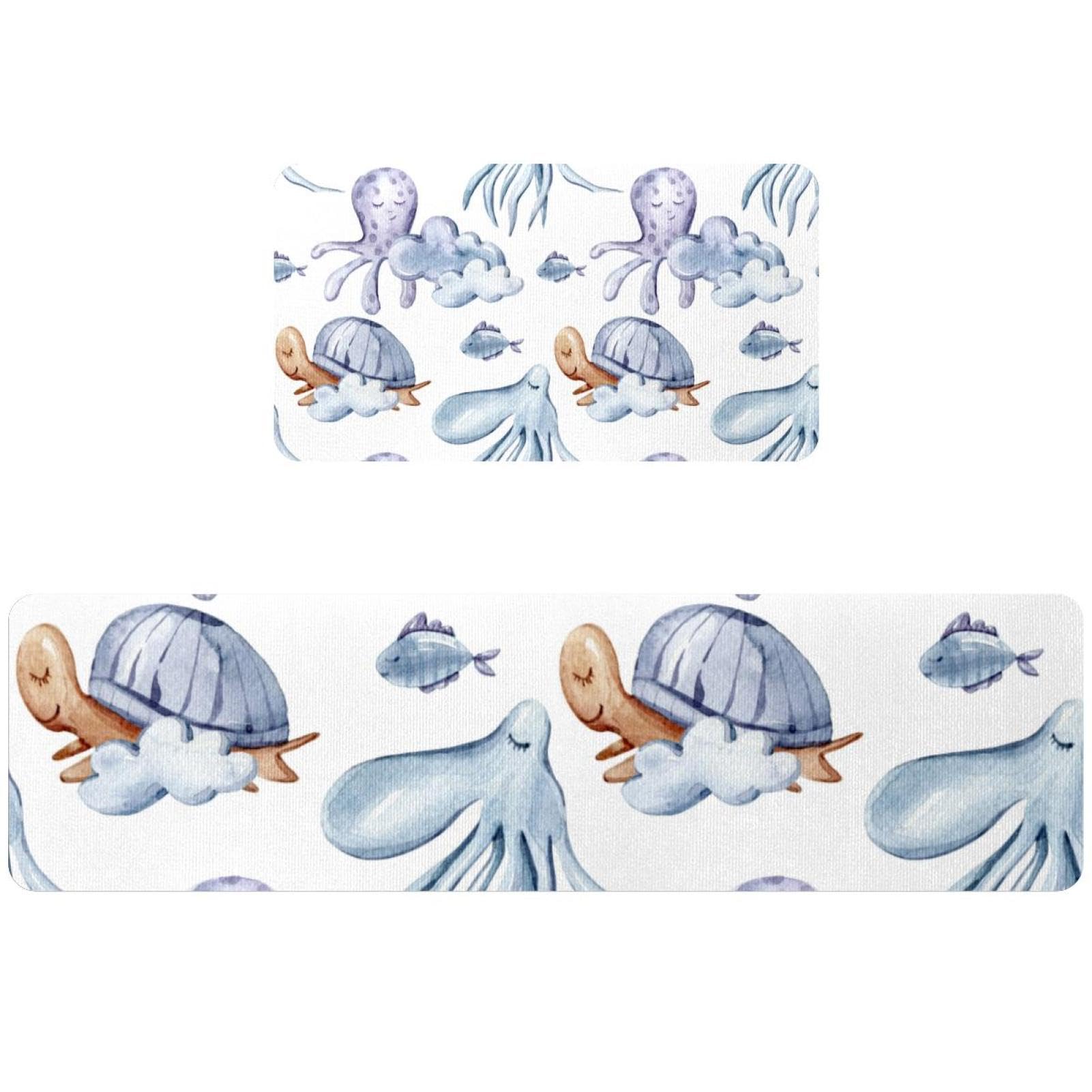 Tapete de cocina antideslizante y lavable, juego de 2 alfombras absorbentes