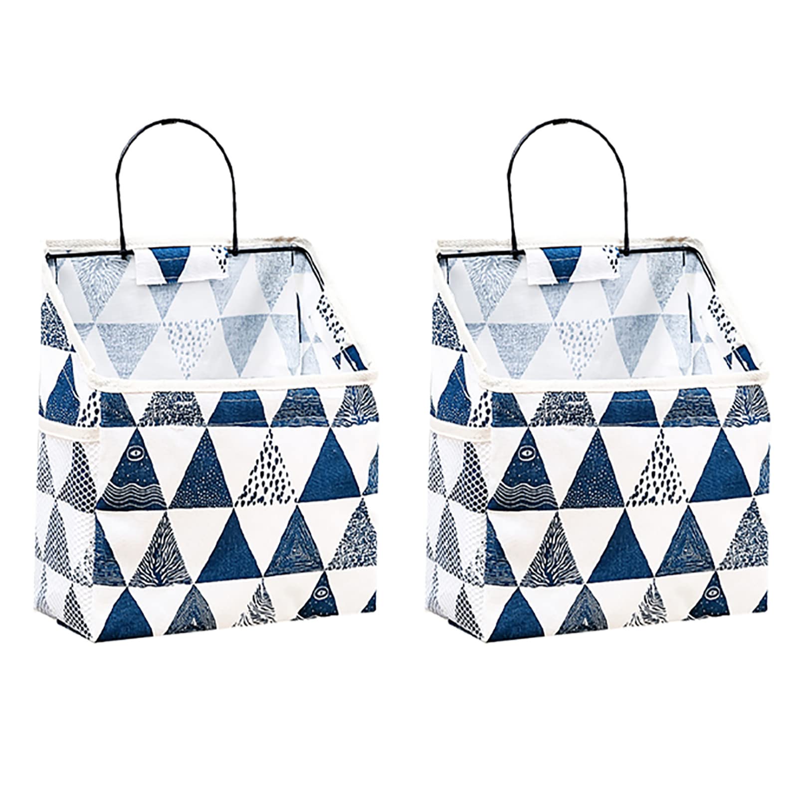 MYSUNBARMerysan Hanging Storage Bag, Foldable Linen Fabric Wall Hanging Baskets Organiser with Metal Frame for Children's Room, Bathroom, Bedroom, Pack of 2