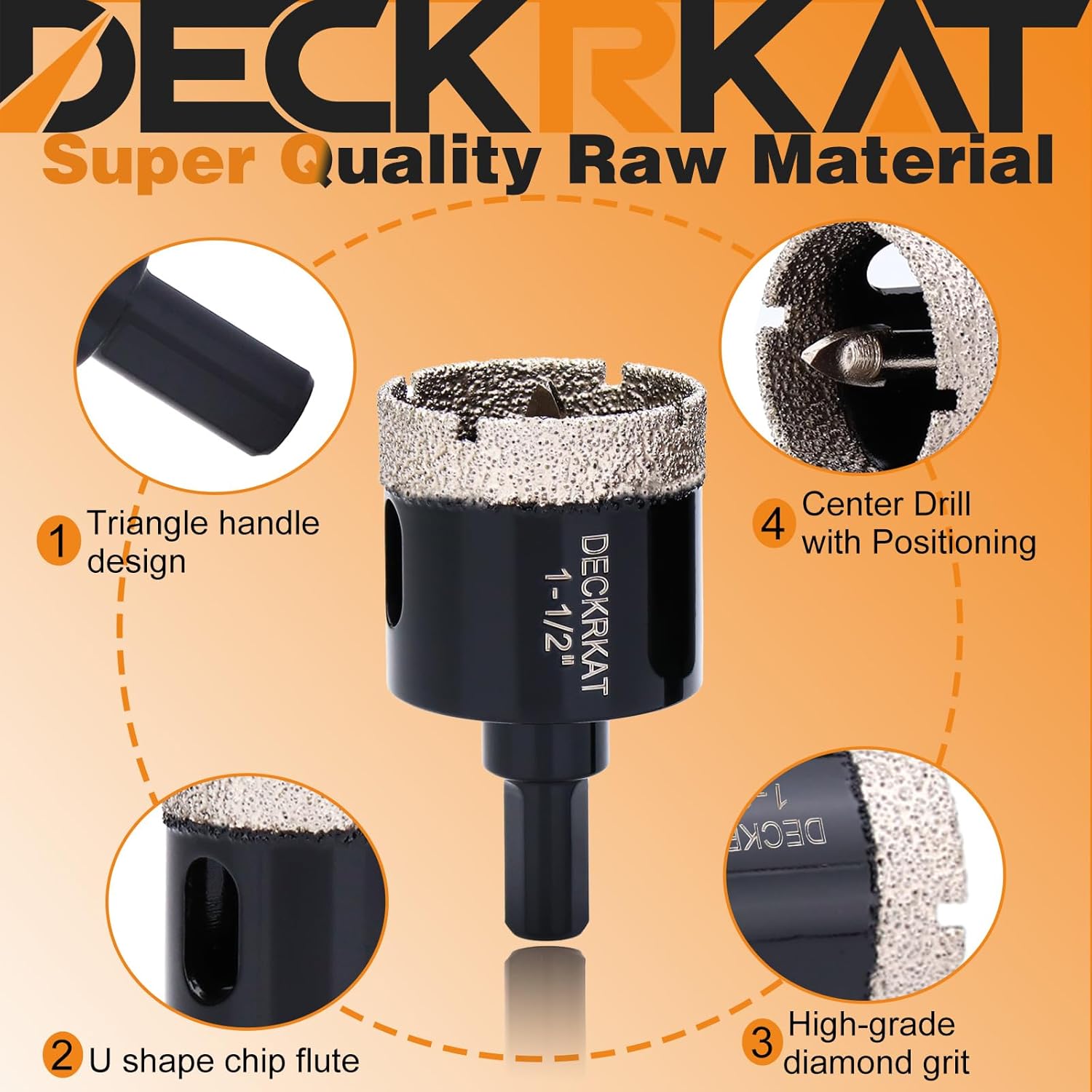 1-1/2 Inch Diamond Hole-Saw Bits with Pilot Drill Bit - 2pc 1-1/2" Diamond Tipped Tile Hole Saws with Guiding Bit Accurate Drilling for Porcelain Tile Ceramic Pottery Granite Stone Glass Bottles 38mm