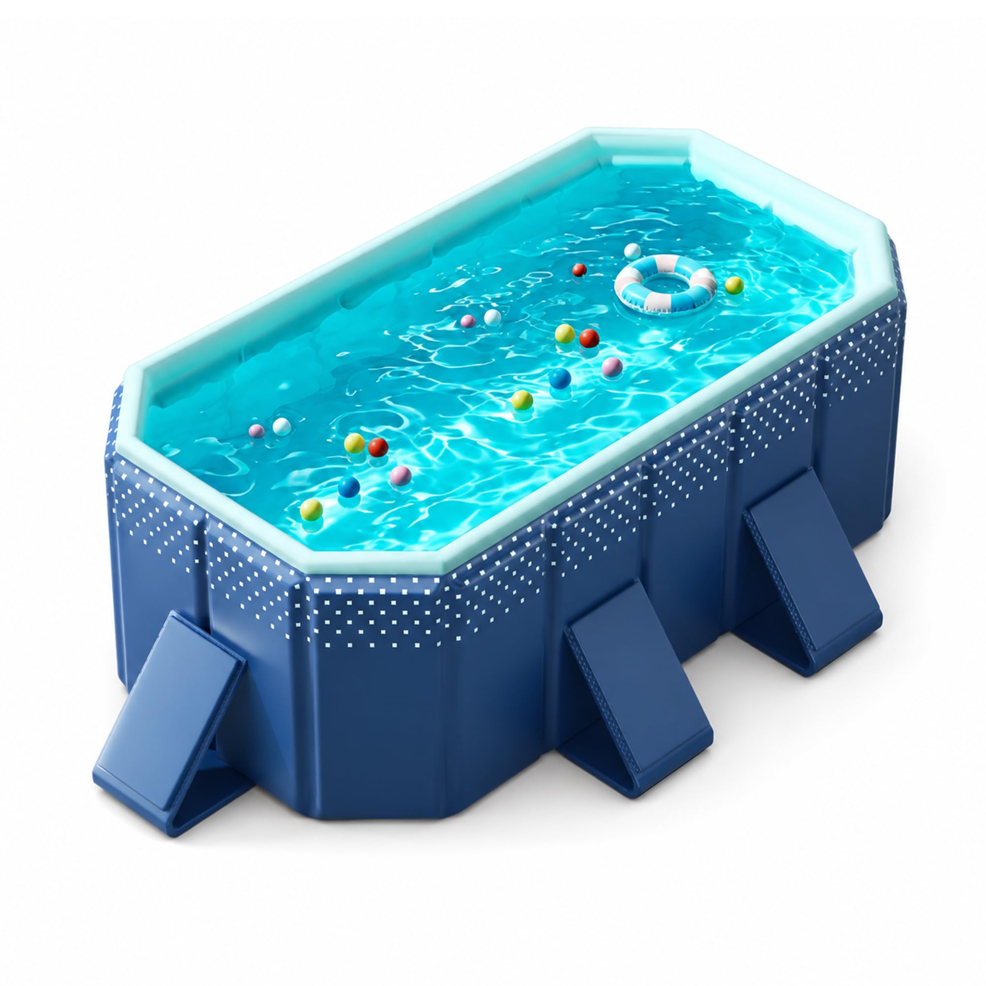 Faltbarer Pool, Nicht Aufblasbares Schwimmbecken Für Kinder & Erwachsene | PVC-Becken, Dreieck-Stützpaneele & Große Abläufe, Garten, Terrasse, Camping(2.1m/6.9ft)