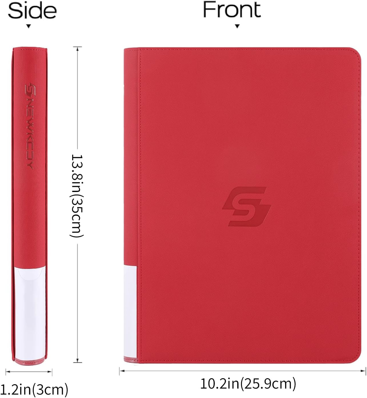 Snekdy premium 360-pocket trading card binder, 9-pocket cards album, waterproof PU-leather Cover album with side loading, holds gaming, baseball, basketball & sports cards (Red)